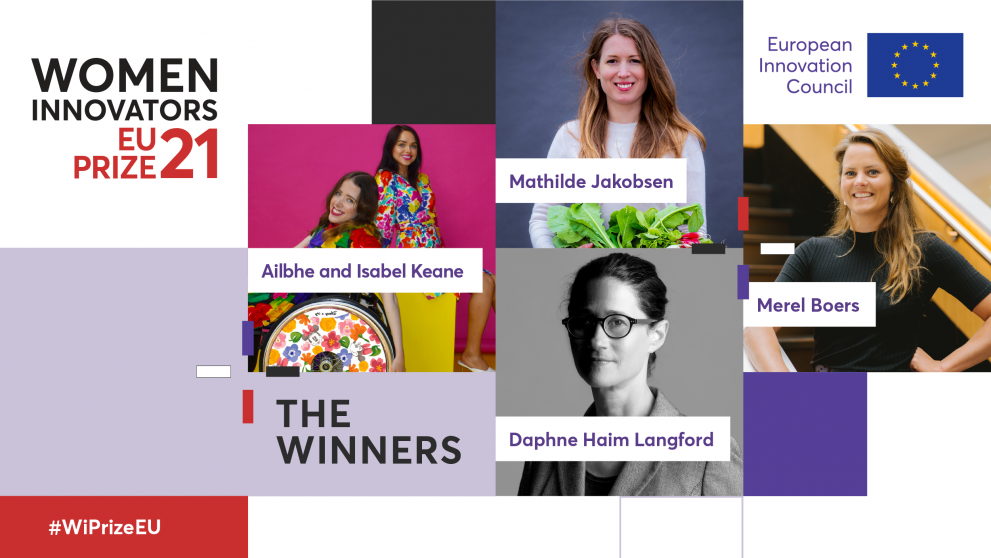 Women Innovators winners: Alibhe and Isabel Keane, Mathilde Jakobsen, Merel Boers, Daphne Haim Langford