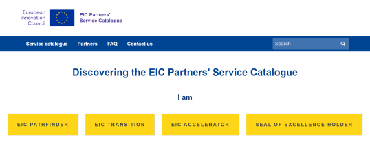 Catálogo de serviços dos parceiros EIC