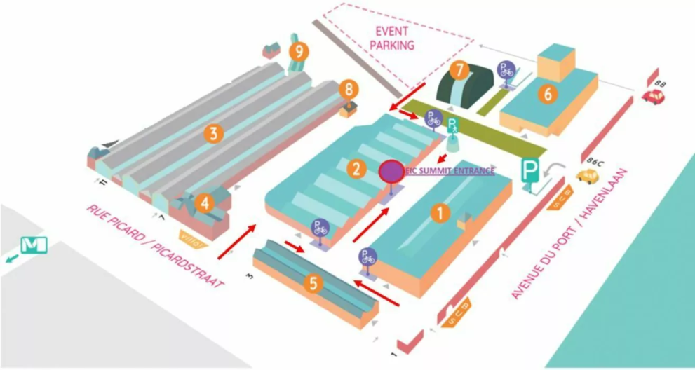 Plan Tour & Taxis venue and access points.