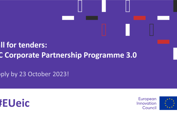 Call for tenders: EIC Corporate Partnership Programme 3.0, apply by 23 October 2023!